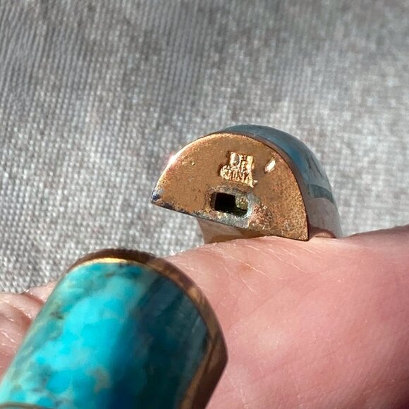 Jay King / DTR , Turquoise Inlay, Copper Hinged Bangle, Magnetic closure - Picture 8 of 13